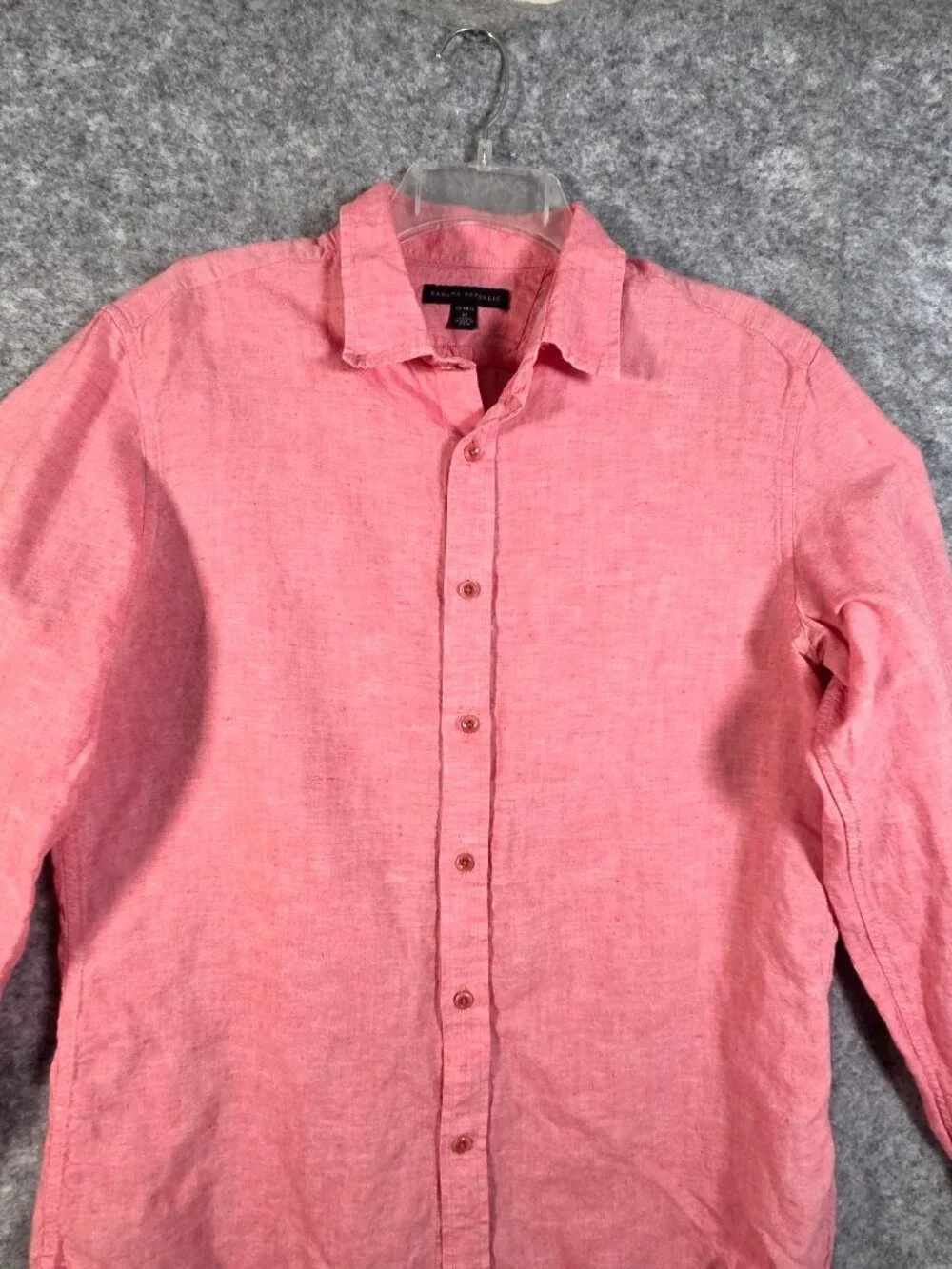 Banana Republic Men’s Linen Button Down Shirt Salmon Coral Coastal Preppy Size M